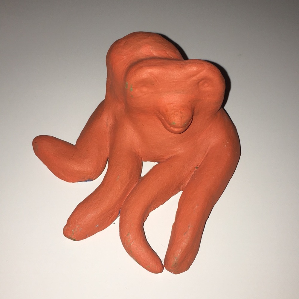 octopus penguin hybrid orange art piece
